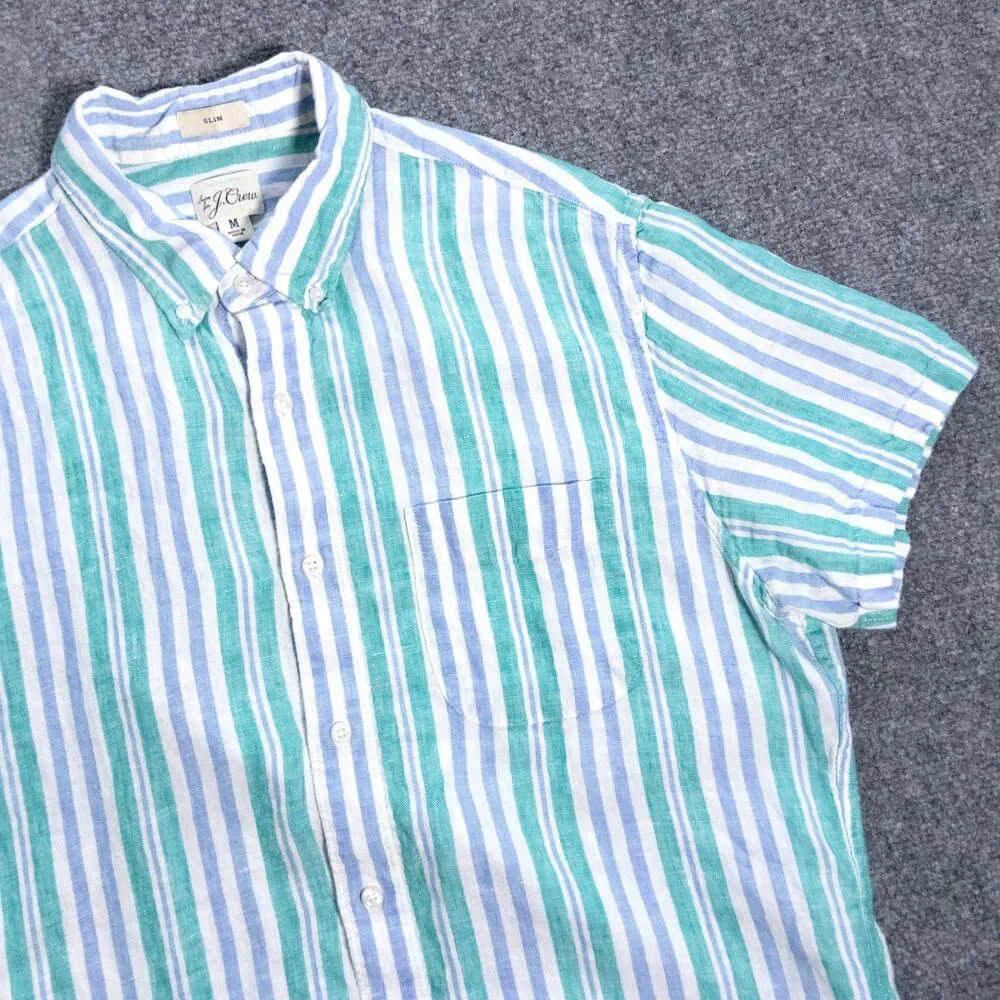 J. Crew Baird McNutt Irish Linen Button Shirt Slim Fit Striped Men's Medium